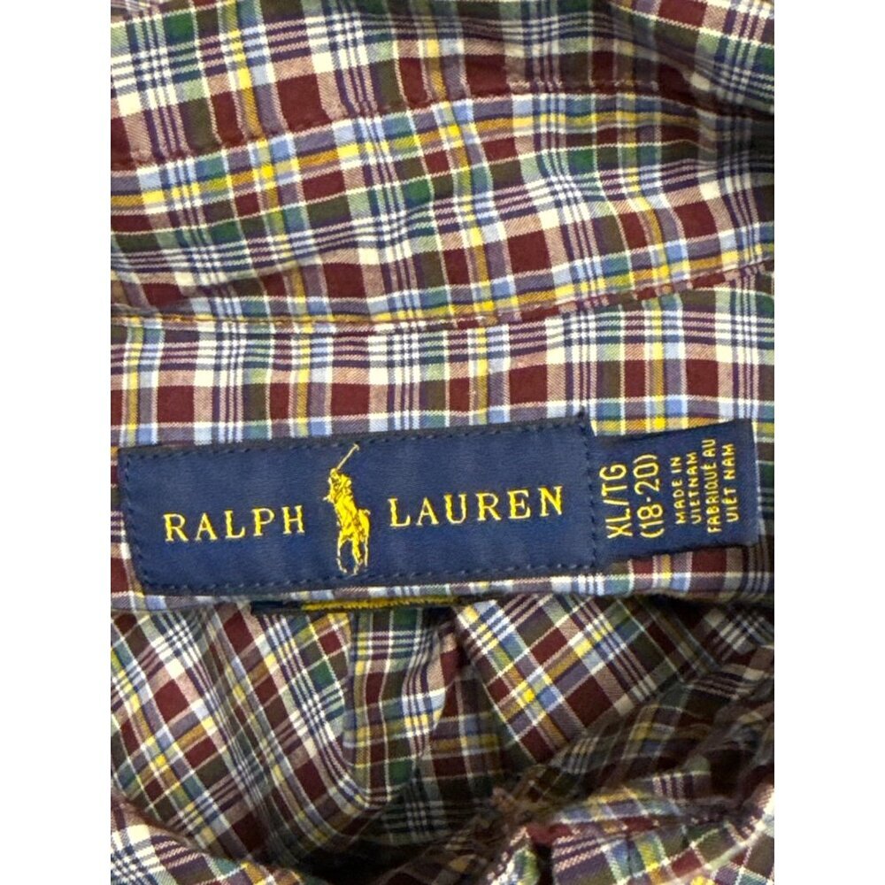 Polo Ralph Lauren Boy's Plaid Shirt XL 16/18 Blue Button Long Sleeve Preppy - Picture 7 of 8